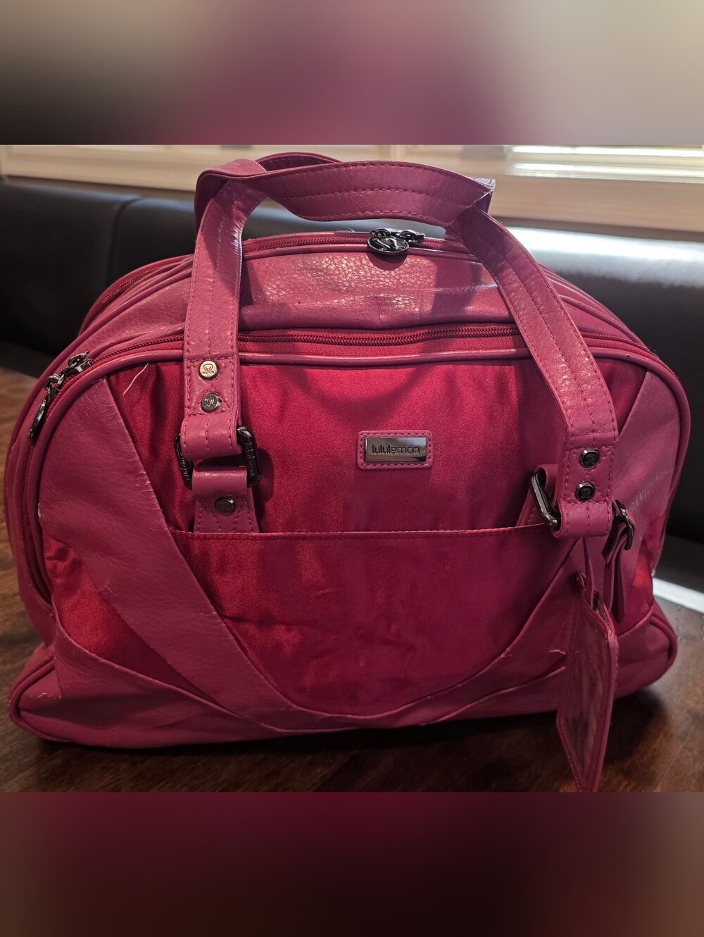 Vintage Lululemon Pink Bowling Bag Style Gym Bag With Luggage Tag